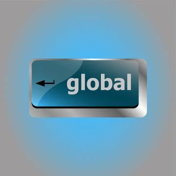 Global button on the keyboard - business concept イラスト素材