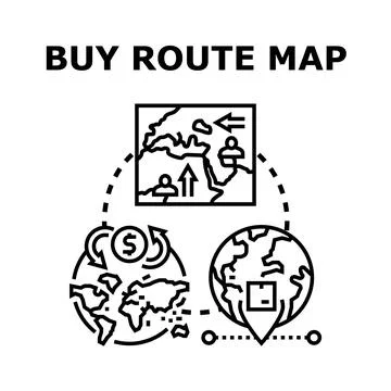 Global buying route map for delivery logistics Illustration