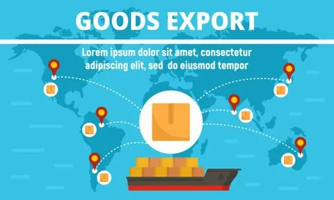 Global cargo export concept banner, flat style Stock Illustration
