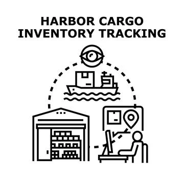 Global cargo inventory tracking and logistics management system Stock Illustration