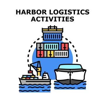 Global cargo logistics and freight shipping activities Stock Illustration