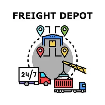 Global cargo logistics network connecting freight depots Ilustração Stock