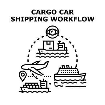 Global cargo logistics workflow with various transportation modes Stock Illustration