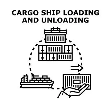 Global cargo ship container loading unloading logistics 스톡 일러스트