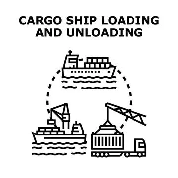 Global cargo ship logistics transporting goods around world Stock Illustration