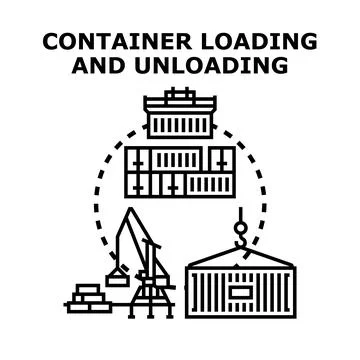 Global cargo shipping containers loading and unloading process イラスト素材