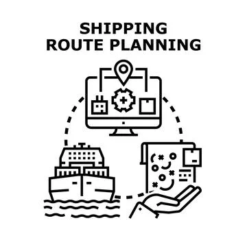 Global cargo transportation logistics planning and delivery Stock Illustration