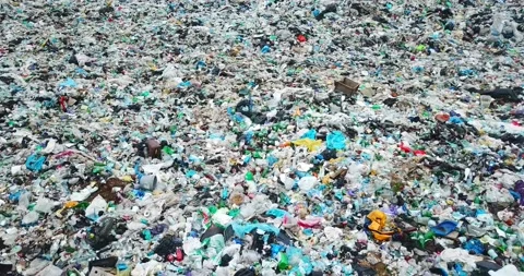 Global catastrophe with plastic waste, garbage platform. Environmental pollution Video stock 171668413