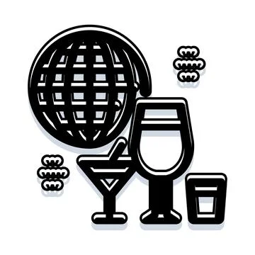 Global celebration with various drinks and party elements Stock Illustration