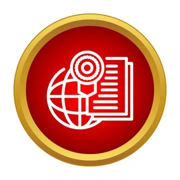 Global certification process with document and world icon Stockillustratie