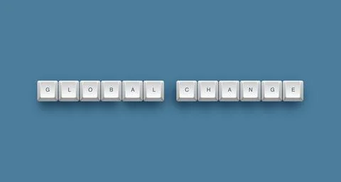 Global change text on a 3d keyboard button with shadow concept series Stockillustratie