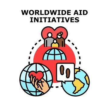 Global charity program supporting social humanitarian assistance Illustration