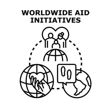 Global charity program supporting social humanitarian assistance 스톡 일러스트