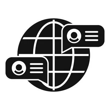 Global chat support icon simple vector. Online speech professional 스톡 일러스트