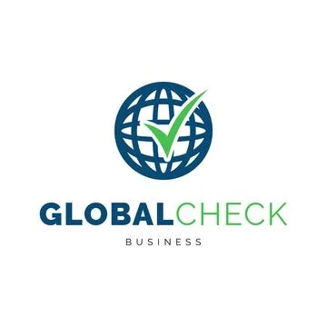 Global check mark icon logo design inspiration Stock Illustration