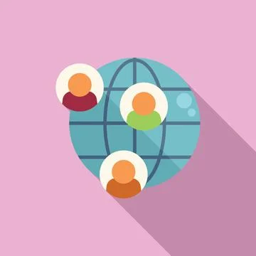 Global client icon flat vector. Crm data Illustrazione stock