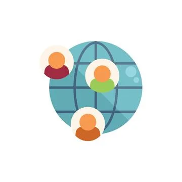 Global client icon flat vector. Crm data Stock Illustration