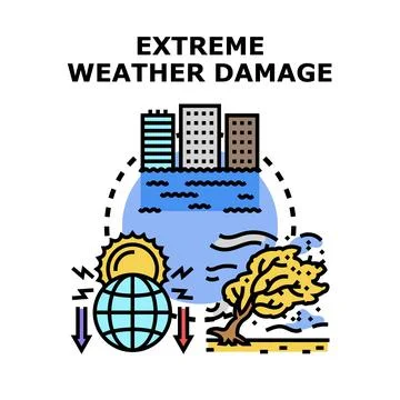 Global climate change causing environmental extreme weather damage Stock Illustration