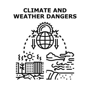 Global climate change causing weather dangers ecosystem Illustrazione stock