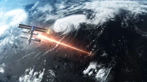 Global climate change view from space . simulating air currents. a satellite  Stock Footage 196375200