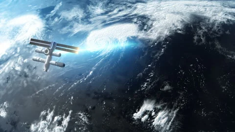 Global climate change view from space . simulating air currents. a satellite  Stock Footage 196375211