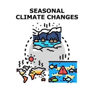 Global climate changes affecting environment and human activity Stock Illustration