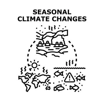 Global climate changes affecting environment and human activity Stock Illustration
