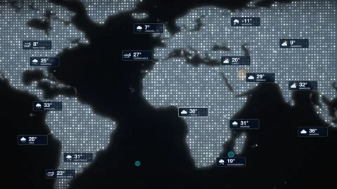 Global Climate Data World Map Temperatures Video stock 343508051