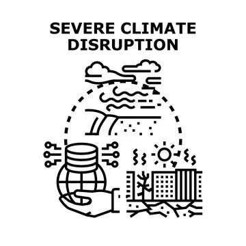 Global climate disruption impacting environment and sustainability Stock Illustration
