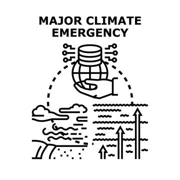 Global climate emergency controlling planet warming rising sea levels Stock Illustration