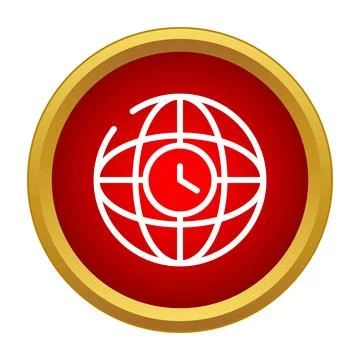 Global clock icon presenting world time zones Stock Illustration