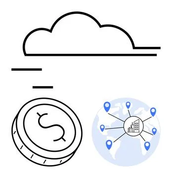 Global Cloud Computing and Finance Network Connections and Digital Currency.. Stock Illustration