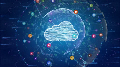 Global cloud computing concept Stock Footage