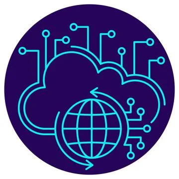 Global Cloud Computing icon. Vector thin line illustration イラスト素材
