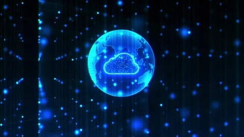 Global Cloud Computing Network Digital Earth Technology Stock Footage 341365517