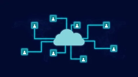 Global cloud network animation connecting users worldwide Stock Footage 306458320