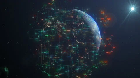 Global coding of information technology IOT big data cloud computing connectivit Video stock 168599254