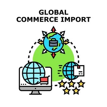 Global commerce import delivering online international business Stock Illustration