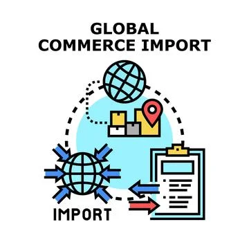 Global commerce importing logistics and international trade process Stock Illustration