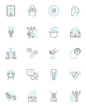 Global commerce linear icons set. Export, Import, Multinational, Trade, Tariffs Illustration