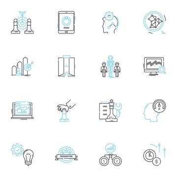 Global commerce linear icons set. Export, Import, Multinational, Trade, Tariffs Illustration
