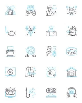 Global commerce linear icons set. Trade, Export, Import, Logistics, Conversion Stock Illustration