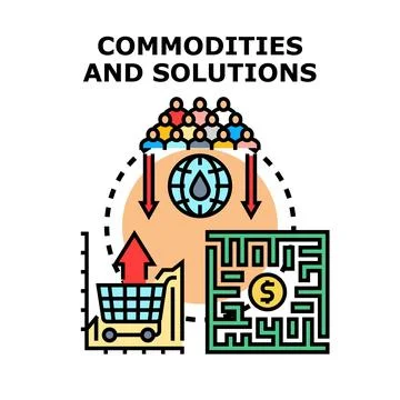 Global commodities, market consumption, and business solutions concept Stock Illustration