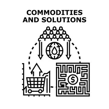 Global commodities, market consumption, and business solutions concept Stock Illustration