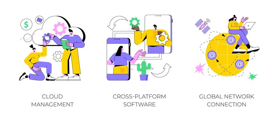 Global communication abstract concept vector illustrations. 库存插图