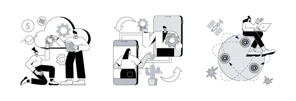 Global communication abstract concept vector illustrations. 스톡 일러스트