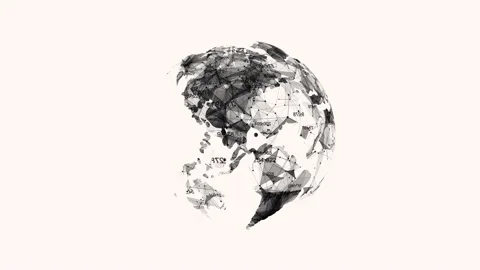 The global communication background. The earth rotating with node and line Stock Footage 153406830