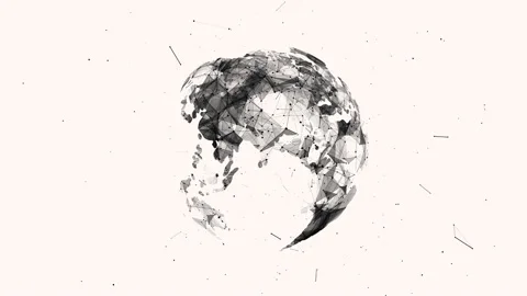 The global communication background. The earth rotating with node and line Vídeo Stock 153465138