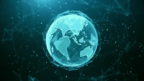 Global communication concept, The earth rotating with node and line connection Stock Footage 247038605