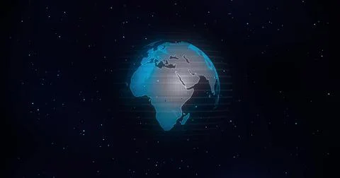 Global Communication Concept, The Earth Rotating With Node The Blue Marble Illustrazione stock